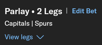 SheetBlueCo's tweet image. Adding #NHL #NBA Parlay #GamblingTwitter #GamblingX #SportsBettingX Capitols + Spurs