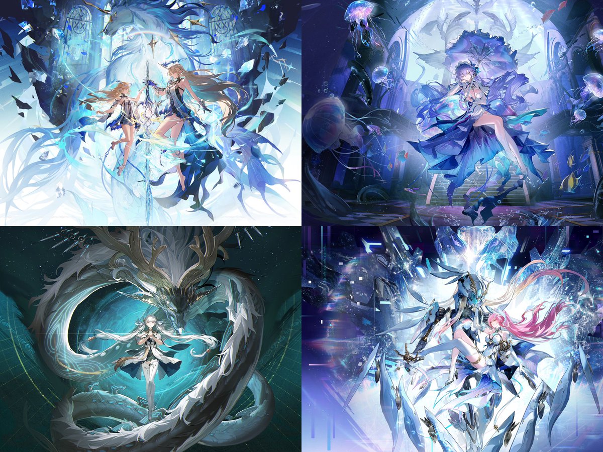 wtacvnt's tweet image. The sentinel resonators and their jaw dropping splash arts 🩵