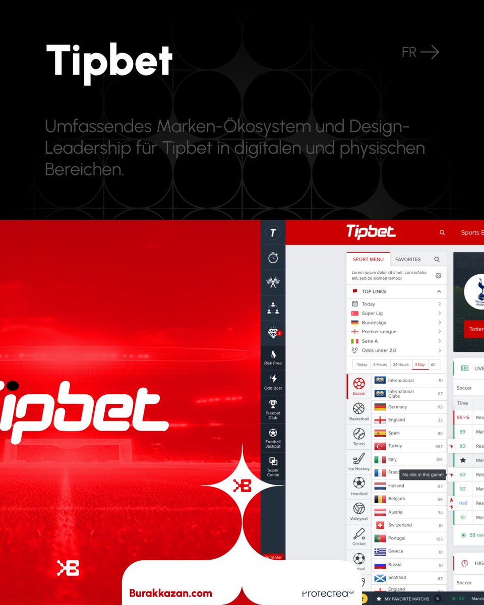 bkcomx's tweet photo. Tipbet
Comprehensive brand ecosystem and design leadership for Tipbet across digital and physical domains.

https://t.co/kHe9JjVjGG

✦ BK

#BK #iGaming #Gambling #Casino #Sportsbook #DigitalDesign #Design #UIUXDesign #WebDesign #MobileDesign #AppDesign #BrandingDesign #Art https://t.co/Qm1RiT5YvZ
