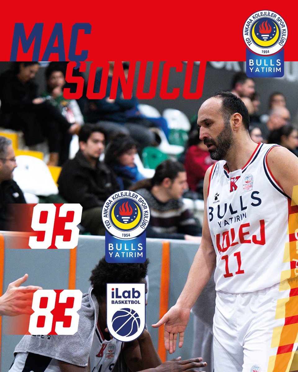 Maç Sonucu
Bulls Yatırım TED Ankara Kolejliler 🆚 İlab Basketbol: 93-83