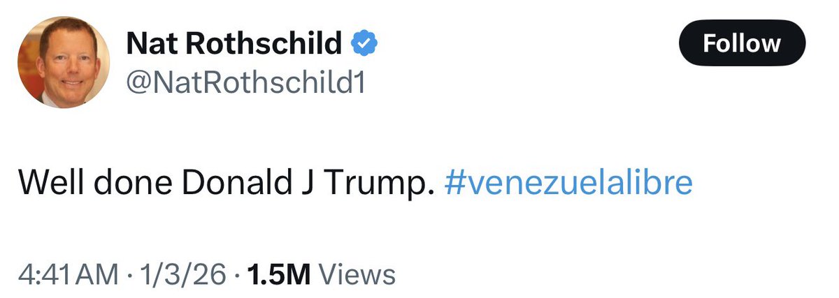 I’m sure Venezuela will have a Rothschild’s bank in no time.