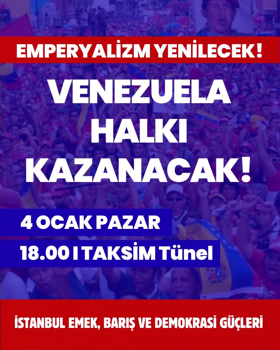ABD SALDIRGANLIĞINA, EMPERYALİST BARBARLIĞA KARŞI HALKLARIN EŞİTLİK, ÖZGÜRLÜK VE BAĞIMSIZLIK MÜCADELESİNİN YANINDAYIZ!

4 Ocak Pazar 
18.00
Taksim - Tünel