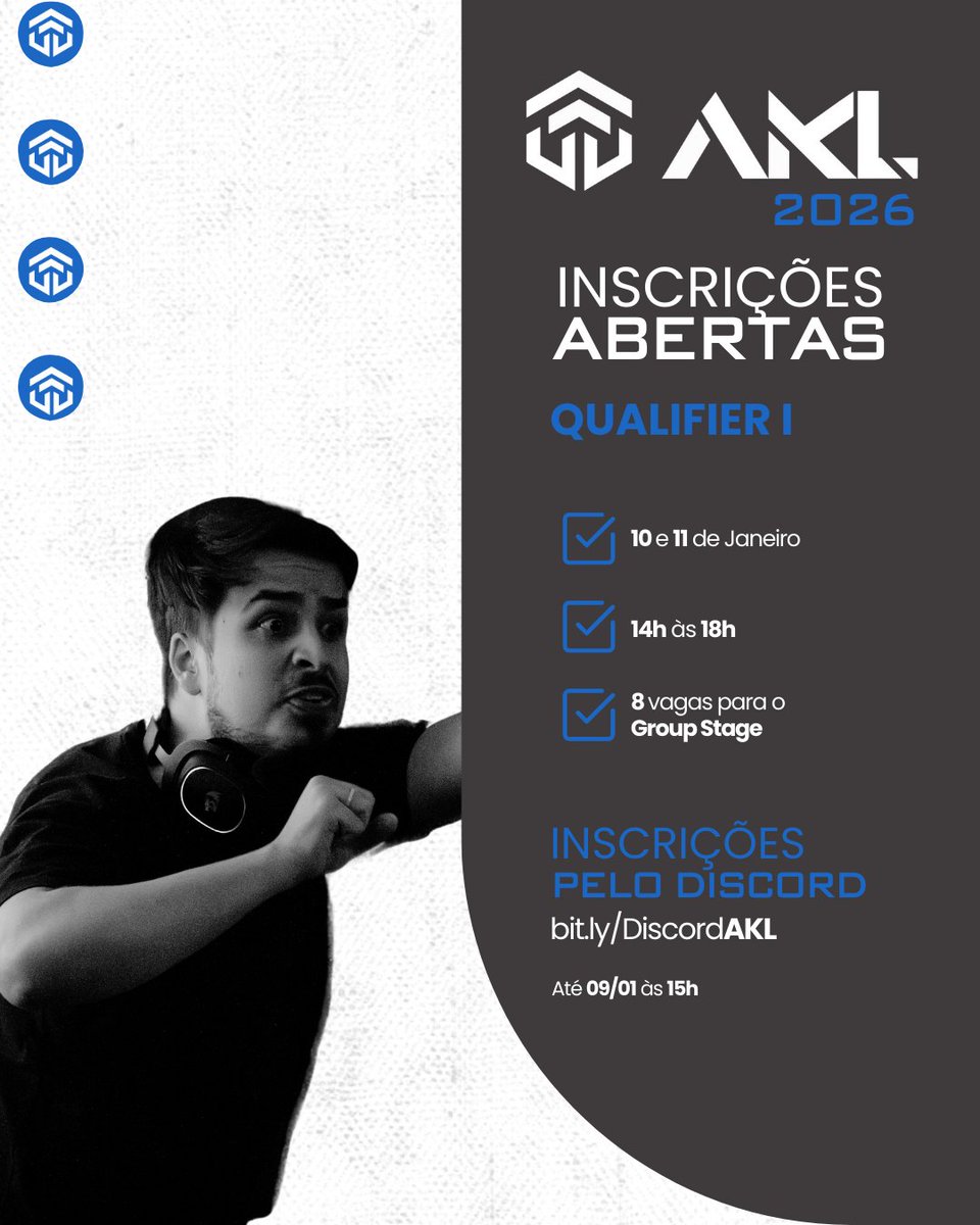 Não se esqueçam: as inscrições já estão abertas para a Qualifier 1 da temporada 2026.

📅 10 e 11/01/2026
⏰ 14h–18h
🎯 8 vagas para a próxima fase
💰 R$ 5.000 de premiação no Stage 1
📝 Inscrições pelo Discord (bit.ly/DiscordAKL).

[<a href="/lFaake/">Mx Faake</a> (📸<a href="/LenaLemoss/">Lena</a>)]