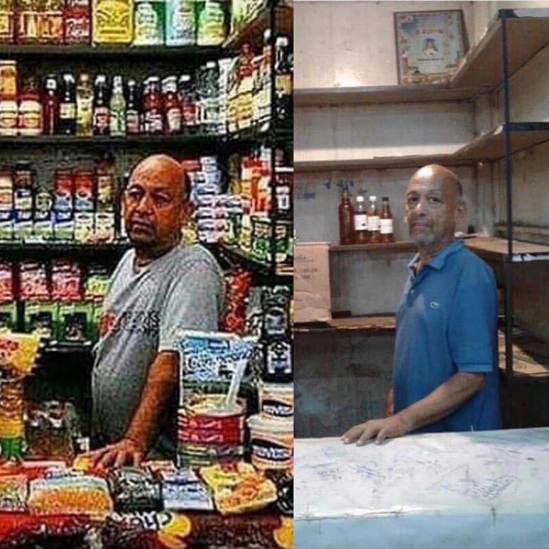 shawnlally's tweet image. This is a Venezuelan small-business owner, before and after socialism.

This is what we’re fighting against in Canada and America.