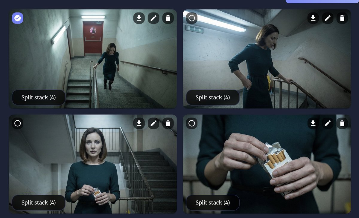 Split-stack storyboard UI