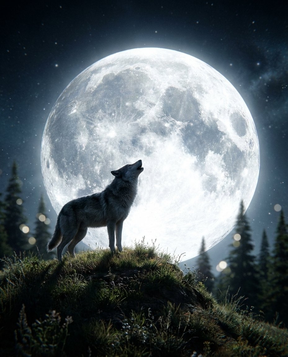 Esta noche el primer plenilunio del año, la «Luna del Lobo». Se ilumina al 100% y se encuentra en Gemini, los gemelos, acompañando a Júpiter.

En el frío intenso y las nieves gruesas del pleno invierno, las manadas de lobos aúllan a las afueras de las aldeas en busca de comida.