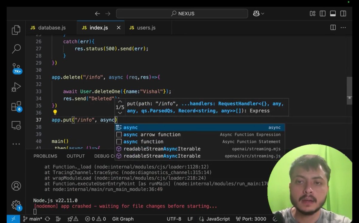 CHAYAN78905's tweet photo. π #Day14 / #100DaysOfBackend π―
Backend Development Journey | #CoderArmy βοΈ
π Todayβs Learning:
Why We Need Mongoose with MongoDB, Installation, Cluster Connection, Schemas & Models, and CRUD Queries π
Big thanks to @rohit_negi9 bhaiya for the amazing explanation!
#NodeJS https://t.co/gv1Ty6kIbL