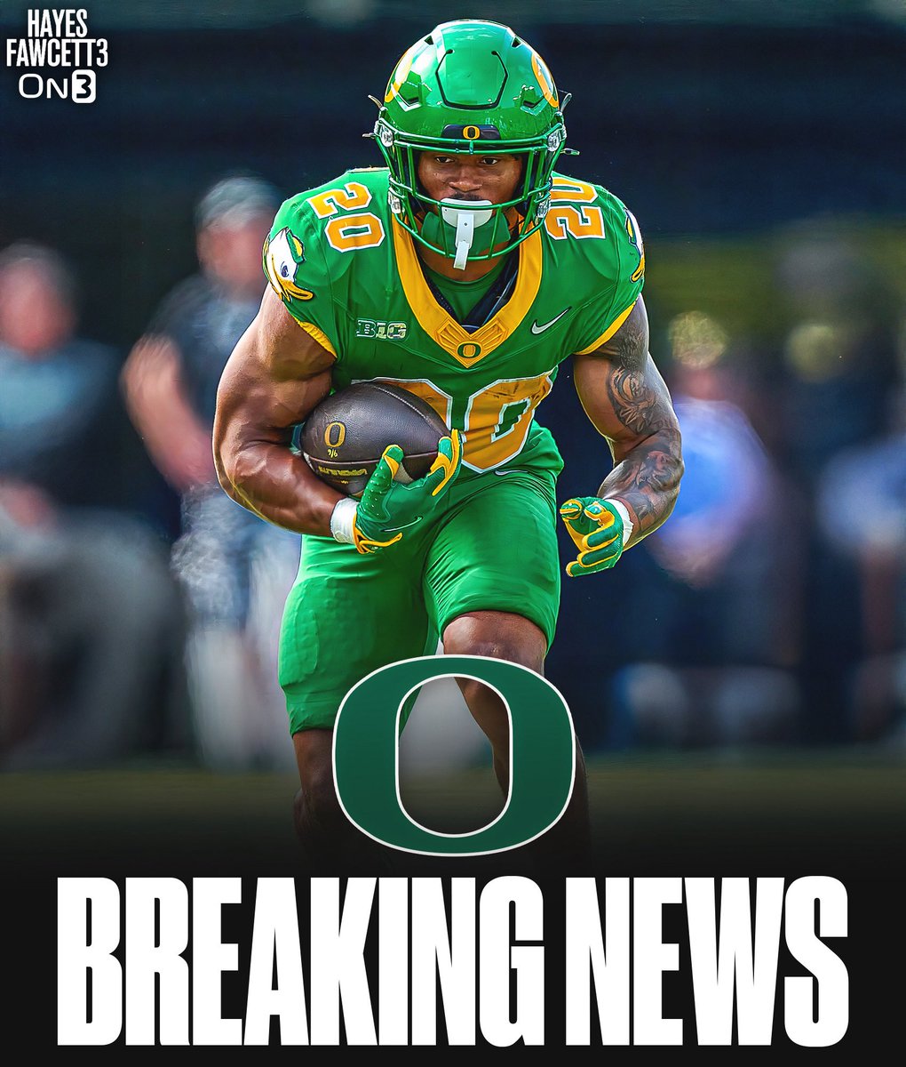 Hayesfawcett3's tweet image. BREAKING: Oregon RB Makhi Hughes is entering the @TransferPortal, source tells @On3Sports

Hughes transferred in from Tulane last portal cycle

He’s totaled 3,116 yards and 24 TDS in his college career

on3.com/transfer-porta…