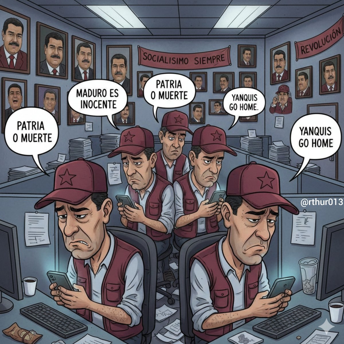 rthur013's tweet image. Chairos trabajando horas extras defendiendo a Nicolás Maduro...

Hice un Meme 😂😂😂😂