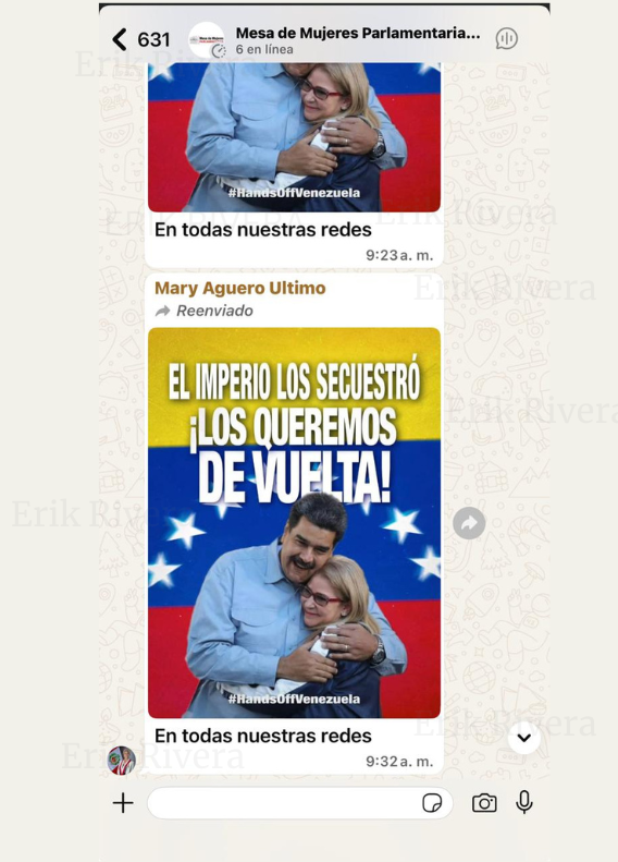 ErikRivera__'s tweet photo. #AHORA Mientras millones de venezolanos celebran el fin del dictador, la congresista María Agüero (Perú Libre) promueve que parlamentarios peruanos difundan en redes la narrativa de que Maduro está secuestrado. https://t.co/Wniuegn6Cg