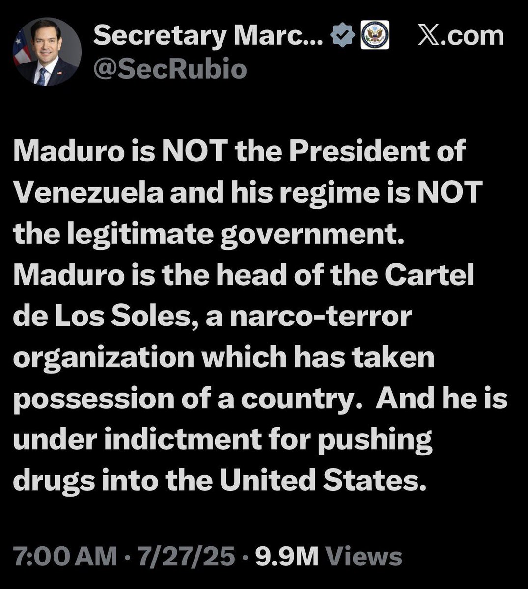 Before they flip the narrative in Nigeria, thses are the crimes Maduro committed against the USA and his own people.According to Trump, over 300k people die yearly due to drug abuse. That is more than countries at military type war! 
Thank you <a href="/realDonaldTrump/">Donald J. Trump</a> 
You are a good man