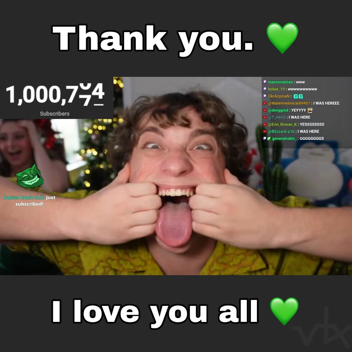vortroxx's tweet image. 1,000,000 subscribers 💚