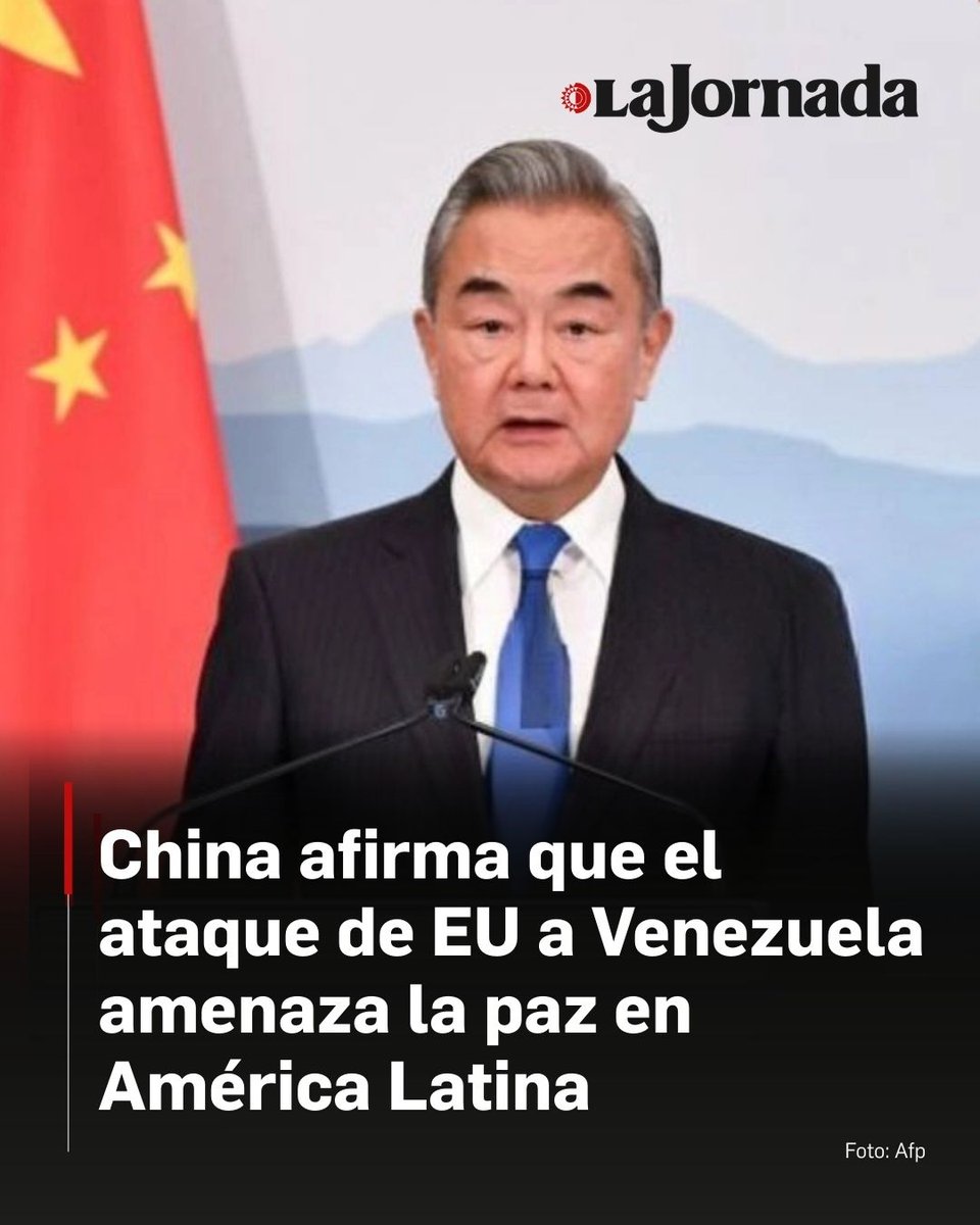 🇨🇳 China condenó los ataques militares de Estados Unidos contra Venezuela y la captura de su presidente Nicolás Maduro, acciones que amenazan "la paz y la seguridad en América Latina y el Caribe".

"China se opone firmemente a ello", afirmó el Ministerio de Relaciones Exteriores