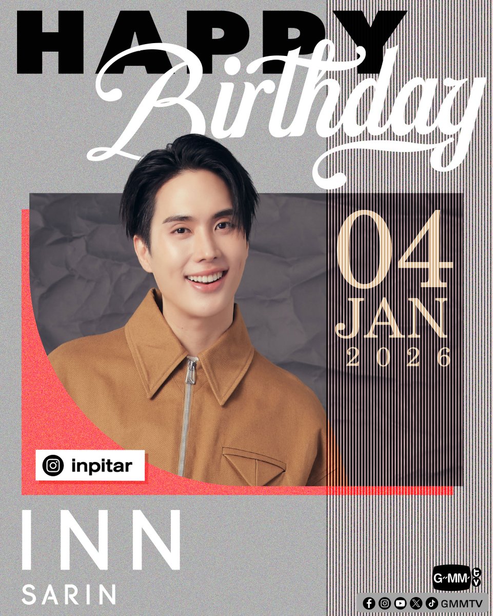 GMMTV's tweet photo. Happy Birthday Day to Inn 

#GMMTV
@innsarin https://t.co/5RcJ3wWk8z