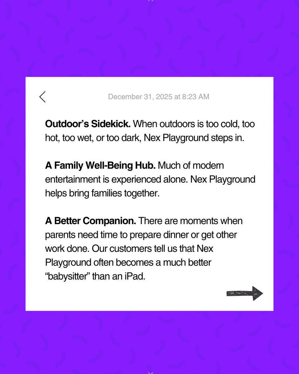 DavidAtNex's tweet photo. I’ve been asked a simple but hard question:
What problems do games solve?

For Nex, the answer came from the roles we play for families.
Movement. Connection. Growth. Joy. https://t.co/FssLFlZscS