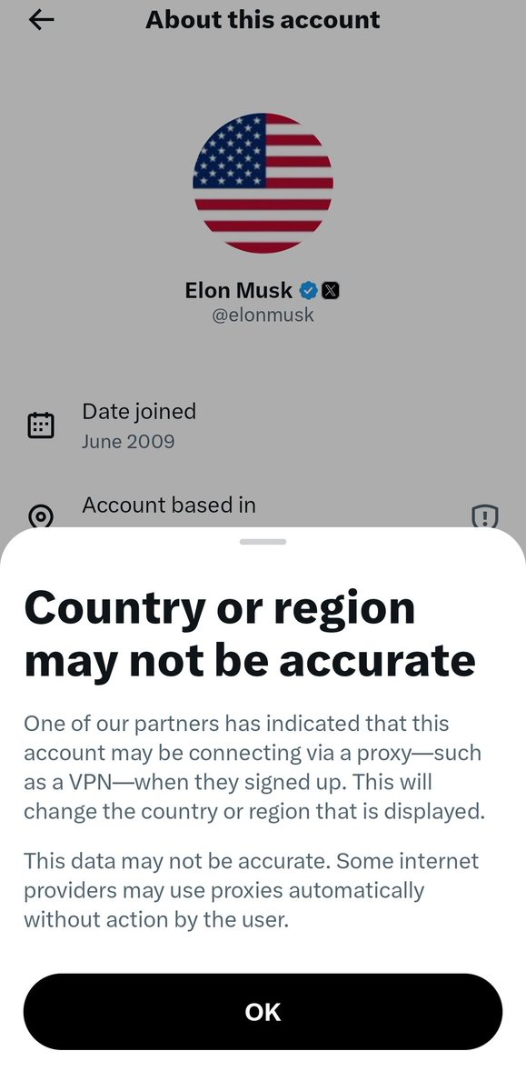 TheRFTeam's tweet photo. Elon Musk doesn’t need a rocket to change countries ,
apparently, a VPN is enough. 🇺🇸😂
From South Africa to “American” in one click.
Technology is truly amazing.
#JustJoking #VPNPower https://t.co/UjJX88kXZ4