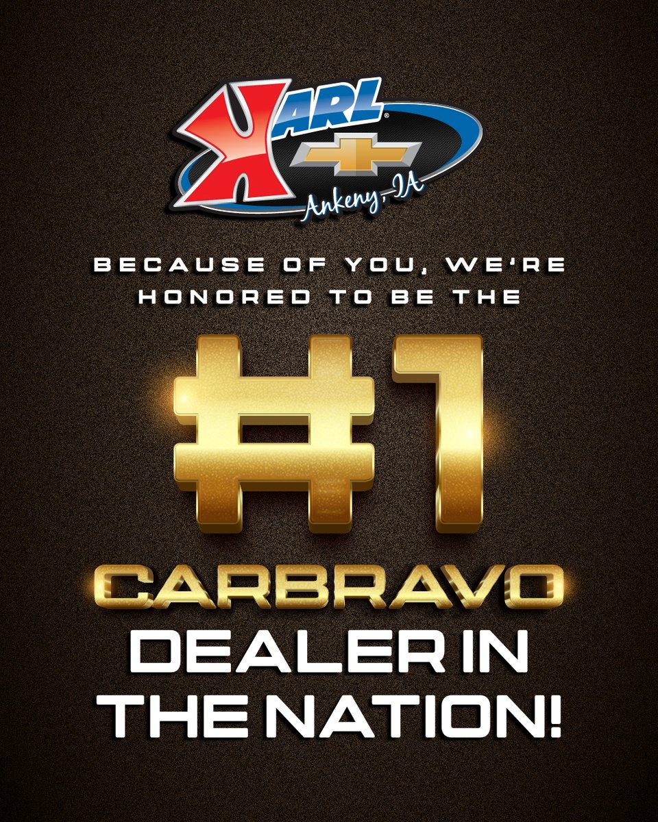 KarlAutoGroup's tweet image. This honor is because of you.
We're proud to be named the #1 CarBravo Dealer in the Nation—thank you for your trust and support!