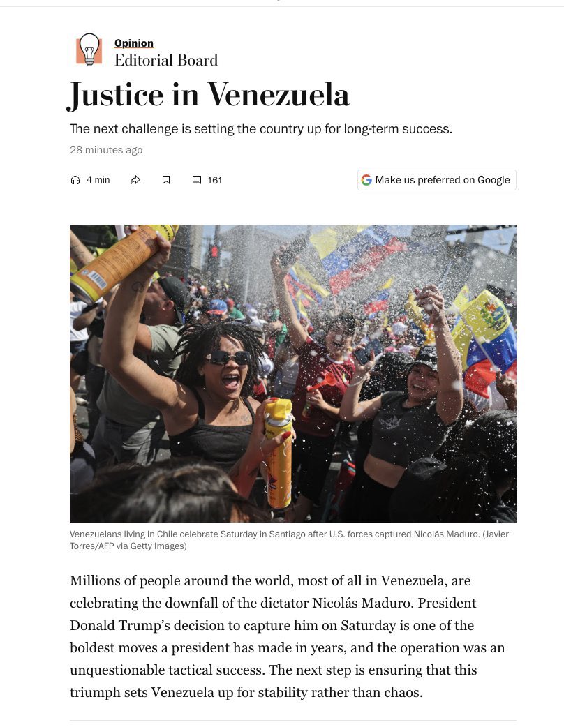 WSJ: MADURO ANTE LA JUSTICIA INTERNACIONAL Y LO QUE SIGUE PARA VENEZUELA

El Editorial Board de The Wall Street Journal sostiene que la captura de Nicolás Maduro marca un punto de quiebre histórico no solo para Venezuela, sino para toda América Latina. El diario describe la