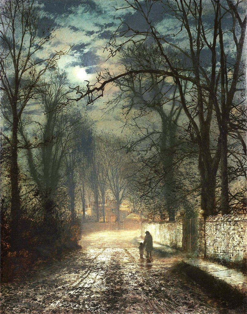 IsabelVasques7's tweet image. John Atkinson Grimshaw (1836–1893)
A Moonlit Lane, 1874