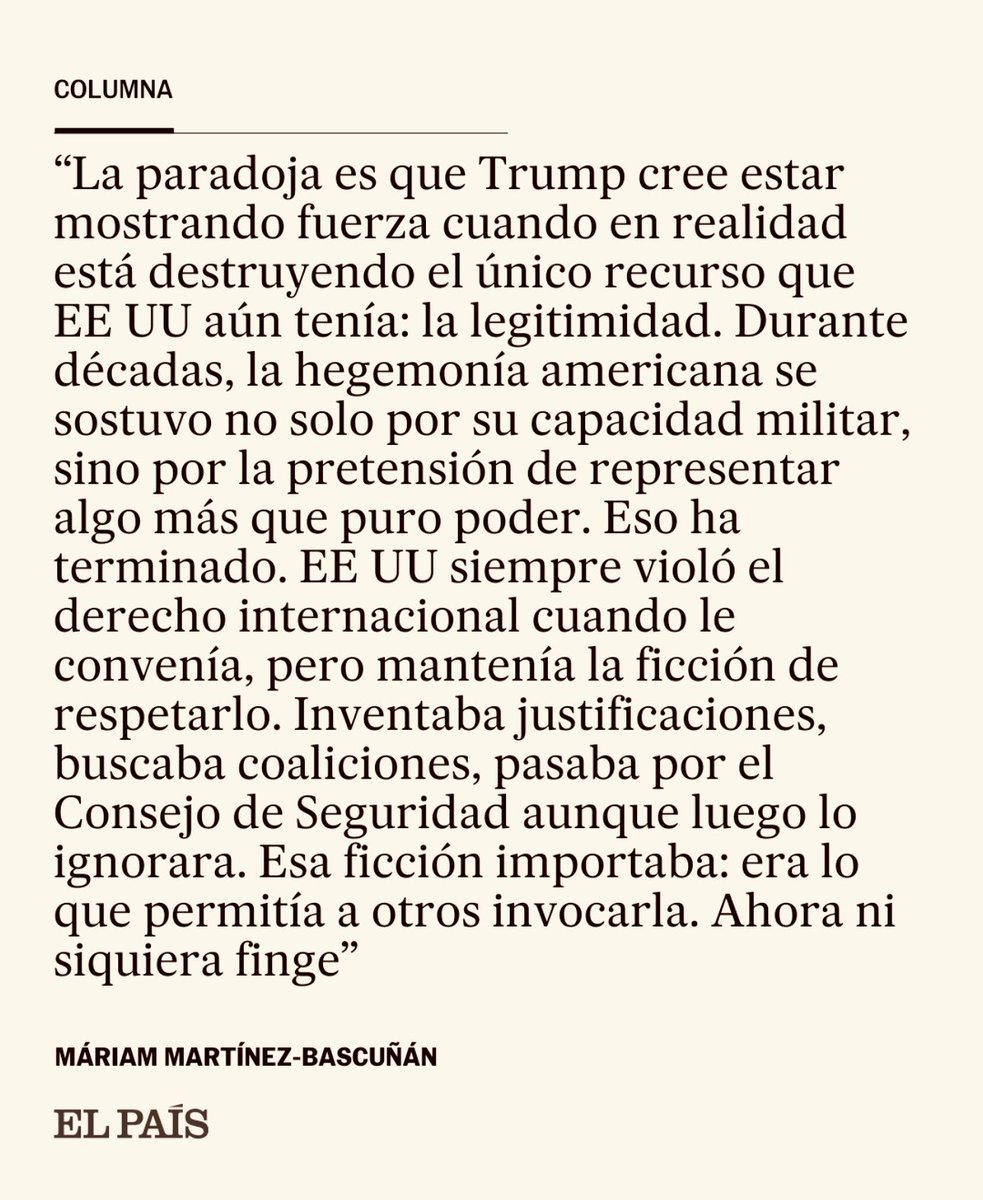 A EEUU ya no le queda ni la ficción de la legitimidad.