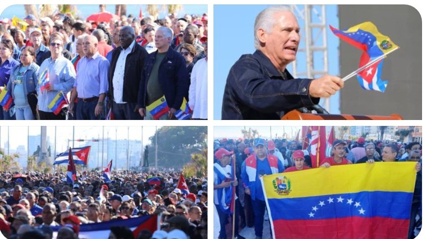 <a href="/DrRobertoMOjeda/">Dr. Roberto Morales Ojeda</a> <a href="/DiazCanelB/">Miguel Díaz-Canel Bermúdez</a> <a href="/PartidoPCC/">Partido Comunista de Cuba</a> <a href="/PresidenciaCuba/">Presidencia Cuba 🇨🇺</a> <a href="/IzquierdaUnida/">Izquierda Unida🔻🇵🇸</a> <a href="/DeZurdaTeam_/">DeZurdaTeam 📳</a> <a href="/MeyvisEstevezE/">Meyvis Estevez Echevarría</a> <a href="/dcabellor/">Diosdado Cabello R</a> <a href="/PartidoPSUV/">PSUV</a> <a href="/EmbaVECuba/">Embajada de Venezuela en Cuba</a> <a href="/cubacooperaven/">Brigada Médica Cubana en Venezuela</a> El pueblo y Gobierno de #Cuba 🇨🇺 en total apoyo y solidaridad con Venezuela.

#CubaConVenezuela 
#ZonaDePaz