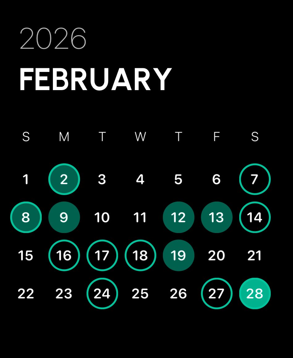 Can we just appreciate how beautifully this february is going to be lined up? Ive never witnessed such a perfectly neat month. This is GLORIOUS.