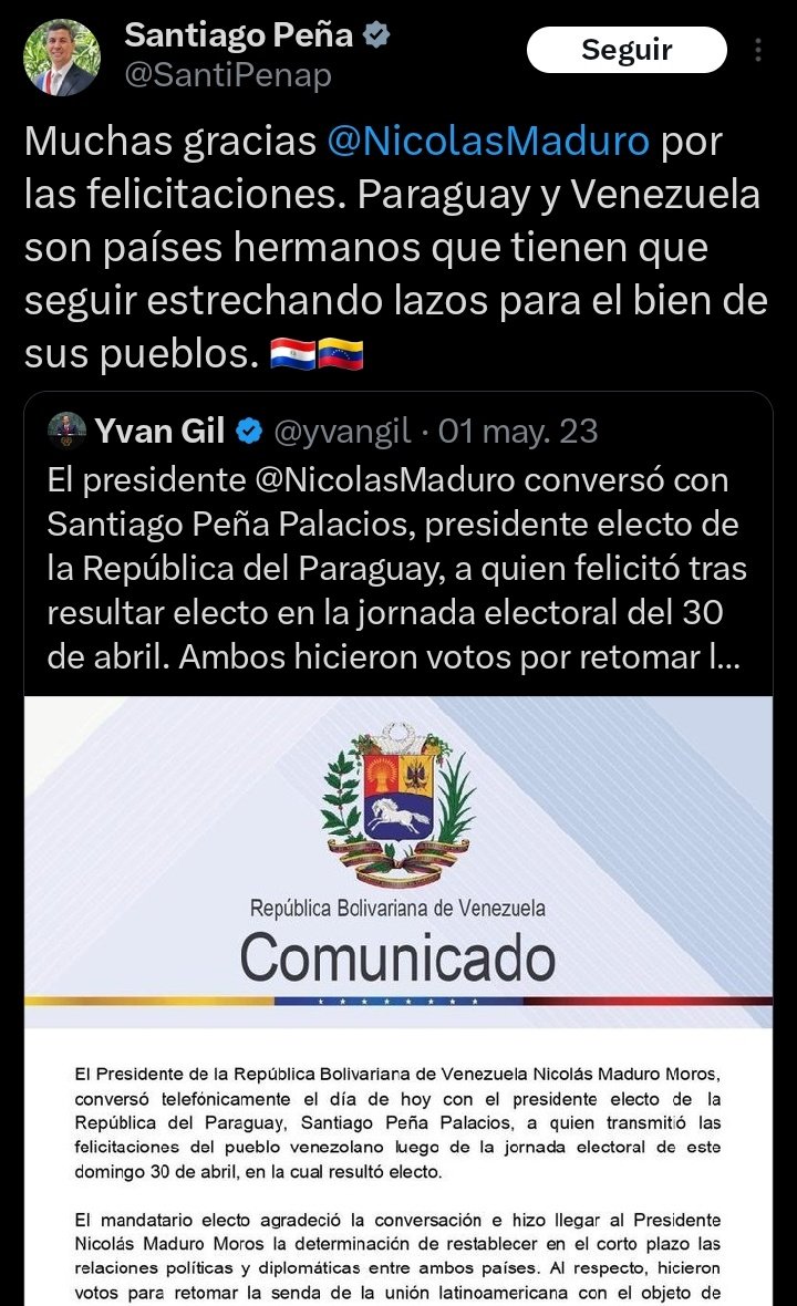 ahhh pero mi vicelider supremo <a href="/SantiPenap/">Santiago Peña</a> agradeció públicamente a <a href="/NicolasMaduro/">Nicolás Maduro</a> correlí 😭 no como Mborito <a href="/MaritoAbdo/">Marito Abdo</a> que lo encaró al dictador en una cumbre 😭 como dice mi correlÍ hurrero no sincero <a href="/tornacojoseluis/">Rodriguez Tornaco Jose Luis</a> esteeee... NADA 😭 cartistas zurdos woke

😭😭😭🚩🚩🚩