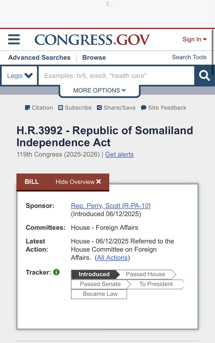 The most important bill of 2026!

H.R. 3992 — the Republic of Somaliland Independence Act — was introduced in the U.S. House of Representatives and referred to the House Committee on Foreign Affairs.

Since we are now in January 2026, the second session of the 119th Congress,