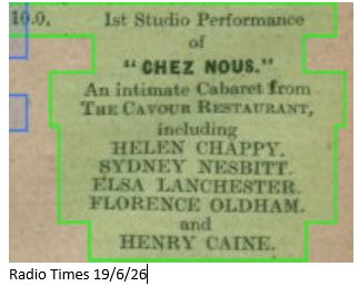 ElsaBiog's tweet photo. 100 years ago today ... Elsa was in the cast of Chez Nous, an intimate cabaret broadcast by BBC radio from the Cavour restaurant. https://t.co/lT0fwGhCZl