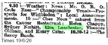 ElsaBiog's tweet photo. 100 years ago today ... Elsa was in the cast of Chez Nous, an intimate cabaret broadcast by BBC radio from the Cavour restaurant. https://t.co/lT0fwGhCZl