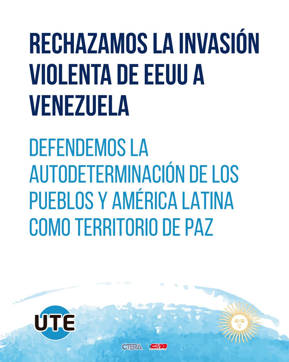 RECHAZAMOS LA INVASIÓN VIOLENTA DE EEUU A VENEZUELA.

Defendemos la autodeterminación de los pueblos y América Latina como territorio de paz.