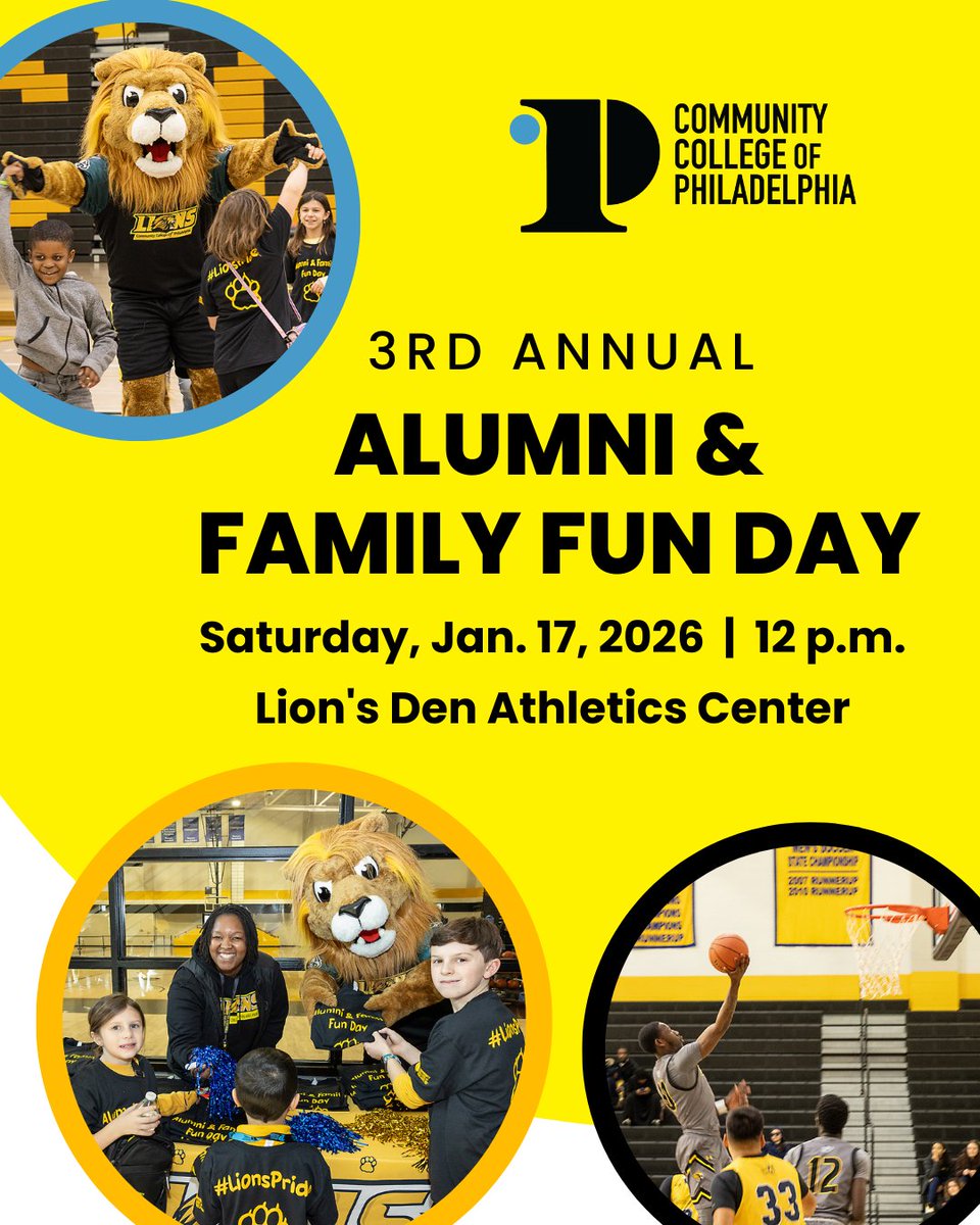 CCPedu's tweet image. Alumni, families, and Lion pride this one’s for you! 🦁

Join us for our 3rd Annual Alumni &amp;amp; Family Fun Day on Saturday, January 17 at the Men’s Basketball Game (12 PM). 

Enjoy refreshments, giveaways, and a great game with the CCP community.