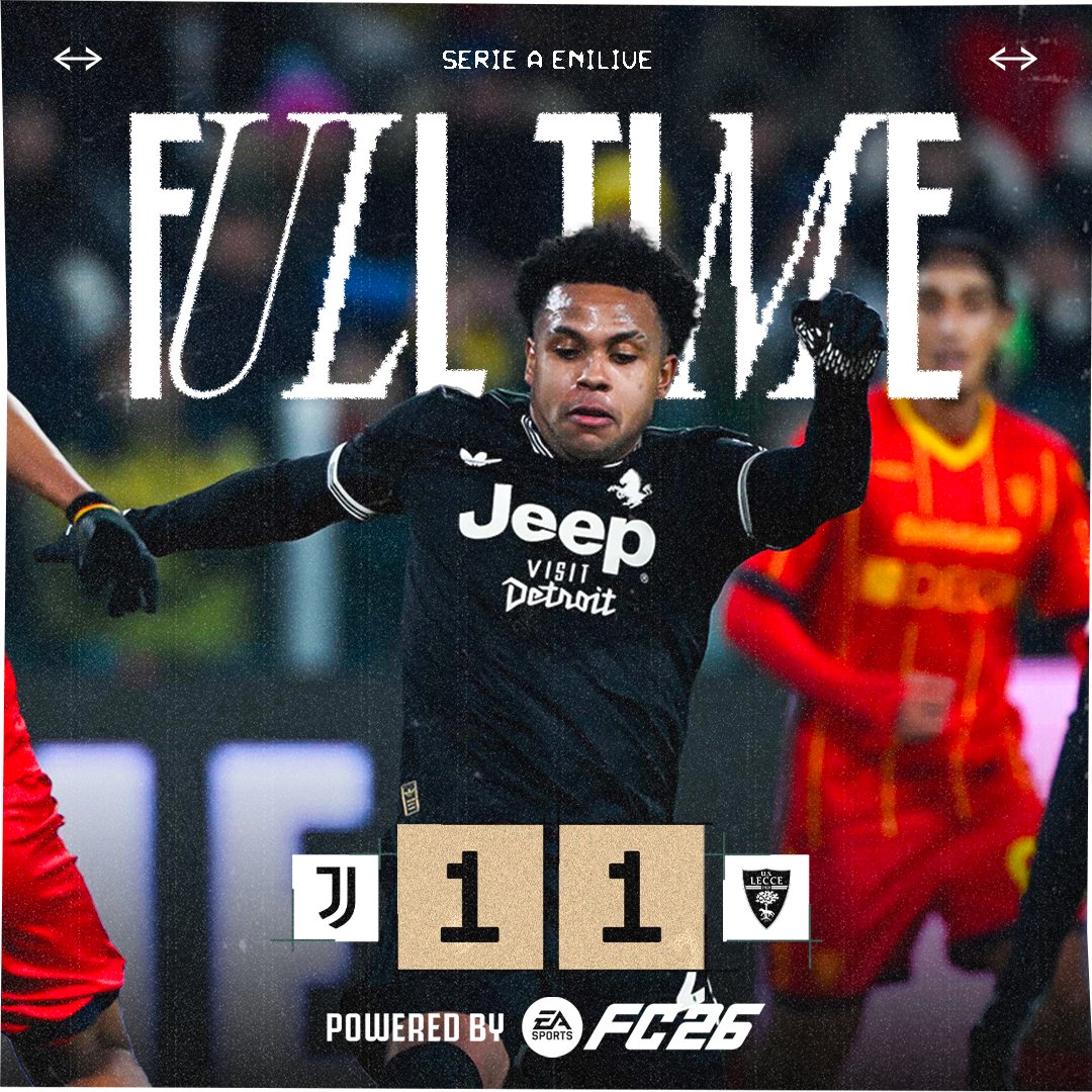 نهاية المباراة بين يوفنتوس وليتشي بالتعادل الإيجابي (1-1).
سجل هدف البيانكونيري ويستون ماكيني، بينما أضاع ديفيد ضربة جزاء كانت كفيلة بمنح الفريق الانتصار.
تعثر مؤسف في توقيت حساس، ليكتفي يوفنتوس برفع رصيده إلى 33 نقطة في المركز الخامس.

هاردلك يوفنتينو

#Juventus
#Juve ⚪⚫