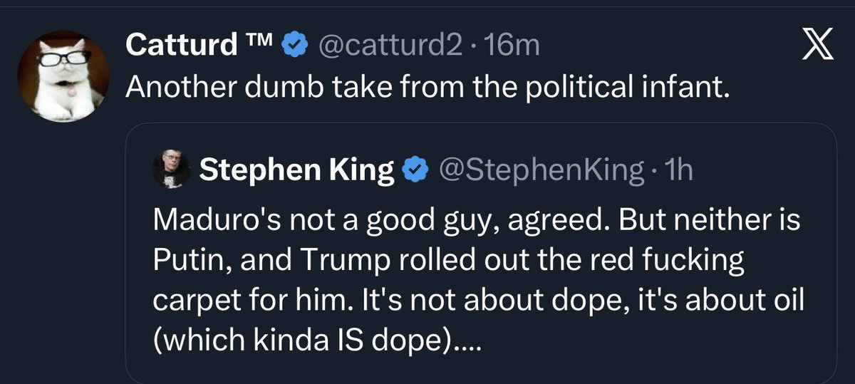 sunlinerv's tweet image. .@catturd2 Hey brother! May I humbly suggest that you screenshot these posts, instead of quoting them? Don't give these lunatics the engagement money.

P.S. Any chance of being able to DM you sir?