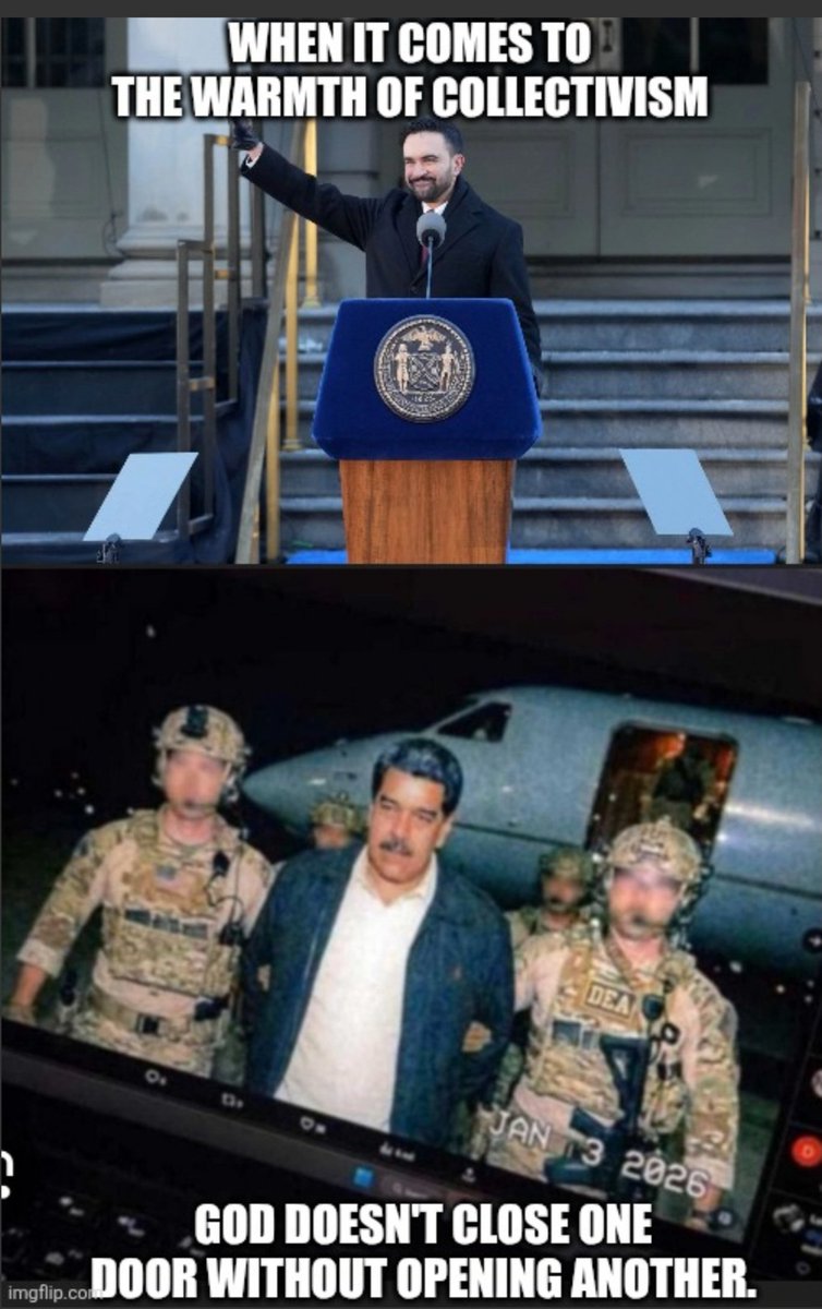 When it's comes to the warmth of collectivism, they say that God doesn't close one door without opening another. #Venezuela <a href="/NYCMayor/">Mayor Zohran Kwame Mamdani</a> #madurocaptured #NYC