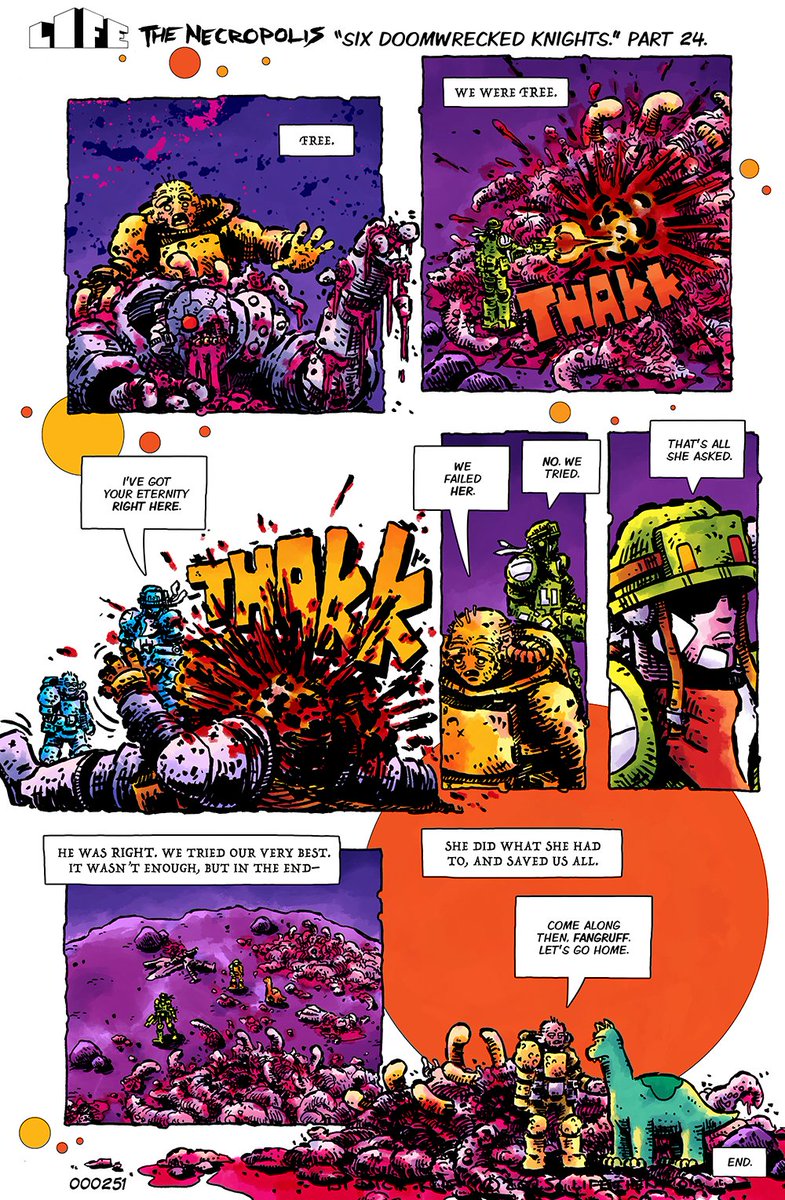 lifenecropolis's tweet photo. That wraps up this story. My next Kickstarter Spring '26 for printed Six Doomwrecked Knights comic.
Taking Jan off so I can draw the cover. Life will return in Feb, but something very different is coming...
Beware the Modern Plague!
#diycomicshardcore #scificomics #scifiart https://t.co/BIpQmysf7W