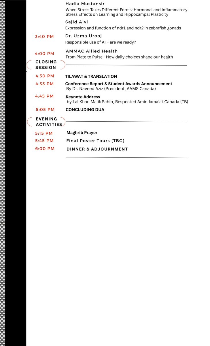 TalimCanada's tweet image. 𝗔𝗯𝗱𝘂𝗹 𝗦𝗮𝗹𝗮𝗺 𝗤𝘂𝗘𝗦𝗧 𝗖𝗼𝗻𝗳𝗲𝗿𝗲𝗻𝗰𝗲 𝟮𝟬𝟮𝟲 - 𝗣𝗿𝗼𝗴𝗿𝗮𝗺

Dedicated to exploring the profound relationship between the Holy Quran &amp;amp; scientific advancement.

🗓️ January 10, 2026
📍 Baitul Islam Mosque, Vaughan, ON
🕘 9AM

Register: muslimscientists.ca…