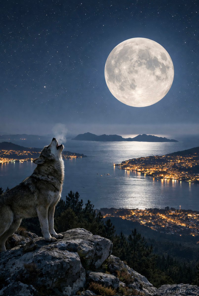 MorganElMago's tweet photo. Hay noches que despiertan lo que llevamos dentro. 🌕🐺

#LunaDelLobo #Galicia #Vigo #NaturalezaSalvaje https://t.co/OFmX330qoH