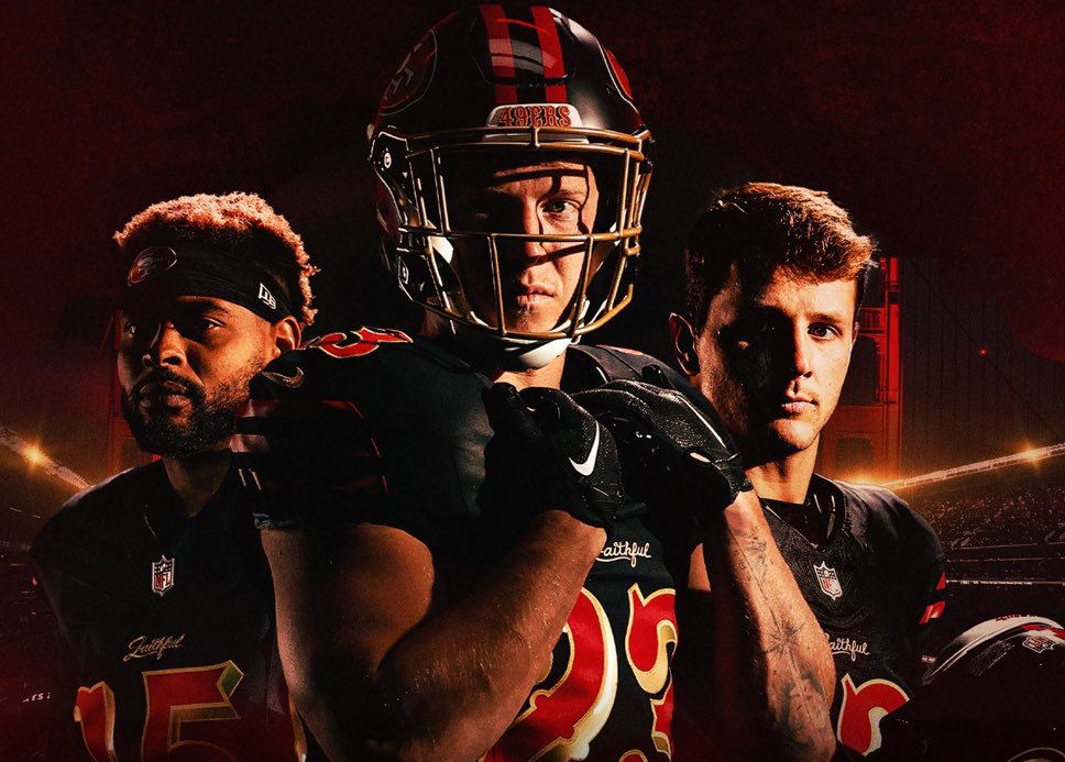 Marcus Spears on the #49ers uniforms:
“They’re like someone wearing all-black Air Force 1s. You don’t mess with someone in all-black AF1s.” 😤🔥