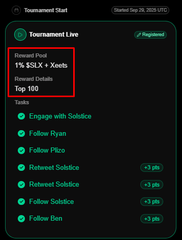 the most underrated campaign on Xeet

top 100 participants on the <a href="/solsticefi/">Solstice</a> leaderboard will split 1% of SLX

at the token sale FDV of $130M, that’s $1.3M for 100 people

so around $13K for each of the top 100

don’t fade Solstice

P.S. The campaign end date hasn’t been