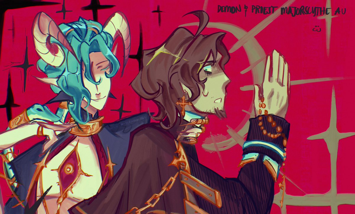 hi hello this is your reminder to VOTE MAJORSCYTHE ‼️‼️‼️

im gonna be so fr this wasnt supposed to be a full piece but the majorscythe brainworms got to me
#smajorfanart #pyroscythefanart #majorscythe