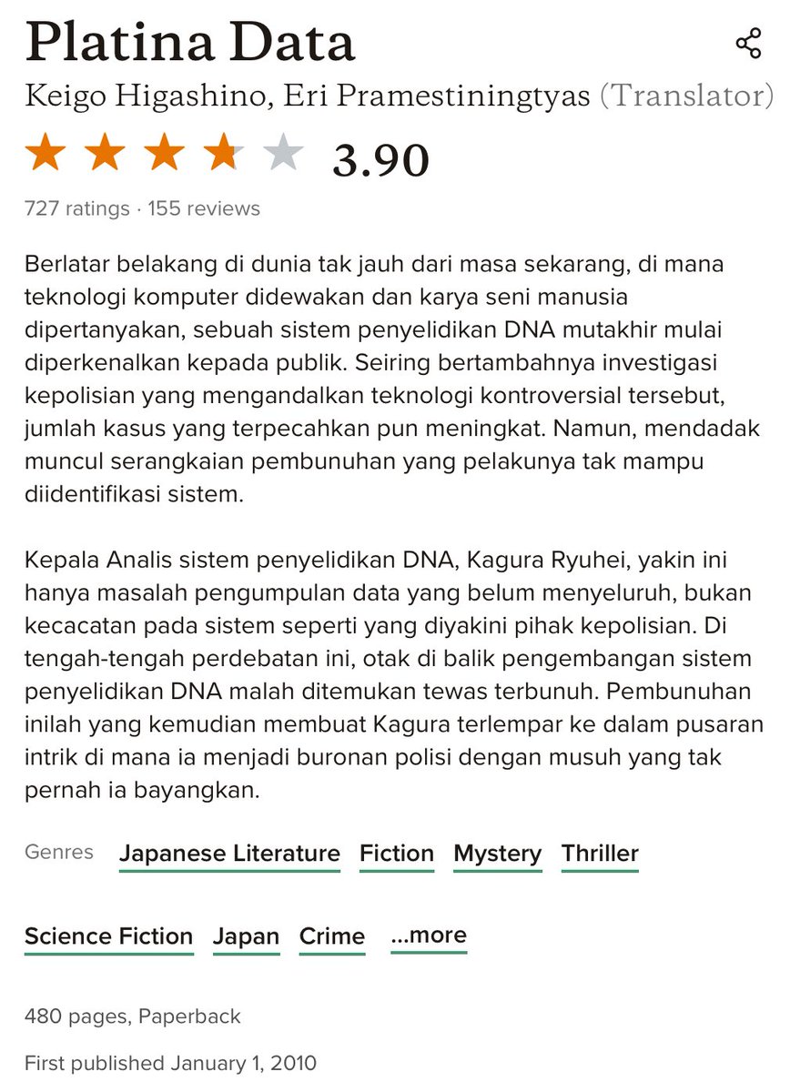 ── 𝜗ৎ current read:

Platina Data by Keigo Higashino