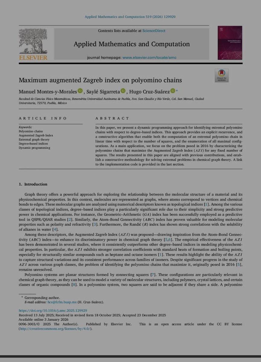 My son Manuel's first article!  

I'm more excited than I am about my own papers, because I know how rare it is for an undergraduate student to publish his work in a journal of this level.  

Proudly, a student at #FCFM - <a href="/BUAPoficial/">BUAP</a> 

sciencedirect.com/science/articl…