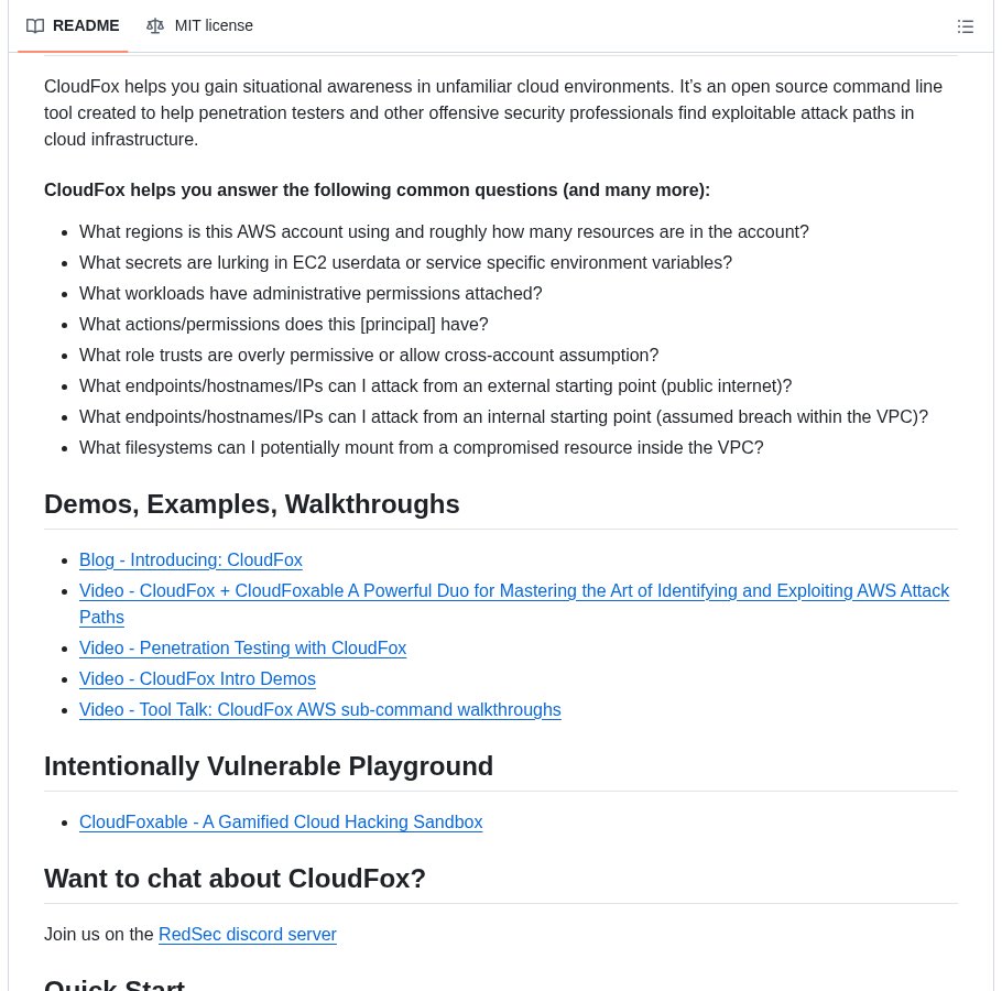 XavSecOps's tweet photo. CloudFox: Automating situational awareness for cloud penetration tests. Stop manually clicking through AWS console; find the attack paths instantly. https://t.co/tTaFyTclhn #CloudSecurity #AWS #Pentest https://t.co/S50BTruC0R