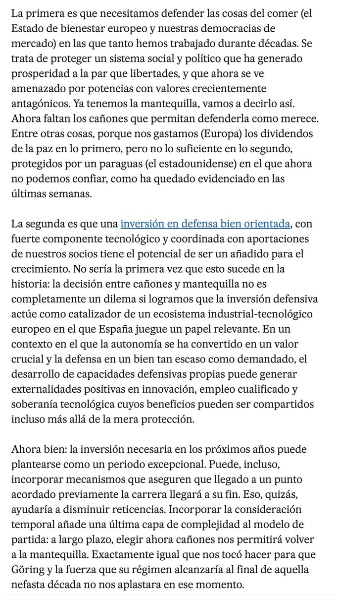 Hoy, más todavía que ayer: Europa necesita cañones para proteger la mantequilla. No es una dicotomía. Es una necesidad.
