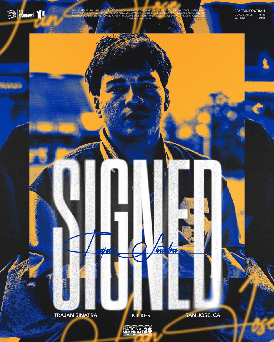 SanJoseStateFB's tweet image. 𝙤𝙛𝙛𝙞𝙘𝙞𝙖𝙡𝙡𝙮 𝙖 𝙎𝙋𝘼𝙍𝙏𝘼𝙉 @SinatraTrajan 

#ThisIsSparta | #AllSpartans