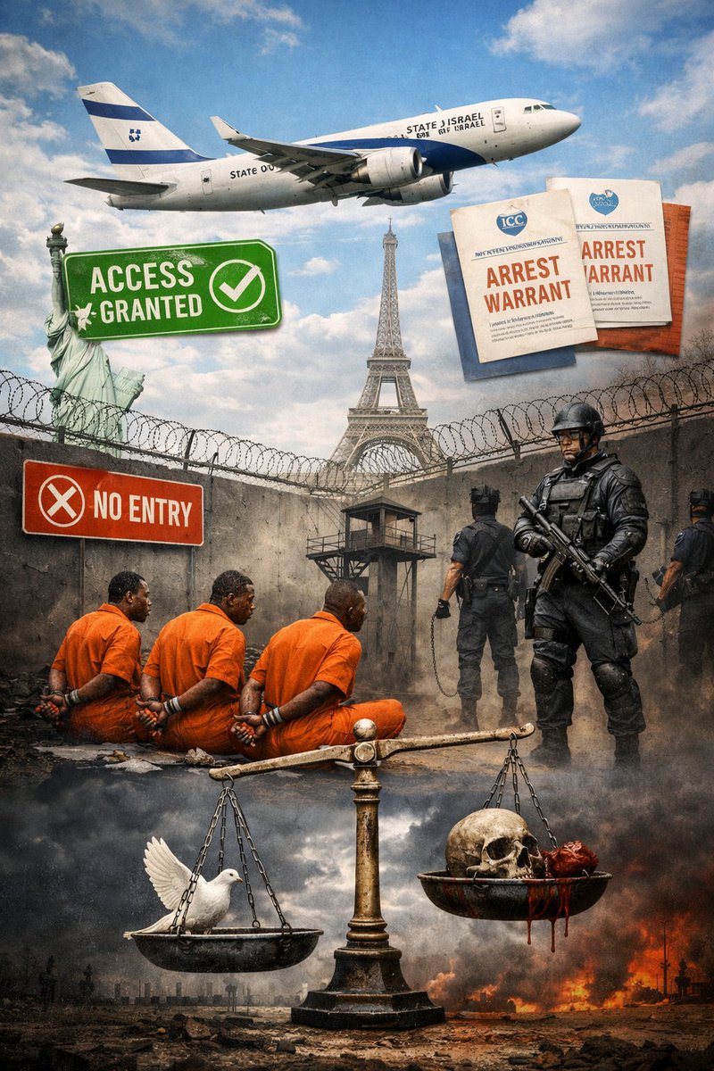 THE SKY FOR SOME, CHAINS FOR OTHERS

If Hitler were alive today and flying across Europe under indictment for mass killing, would France, Italy, Greece, or any other European state calmly open their airspace and wave him through?

Ask yourself that honestly.

Because Benjamin