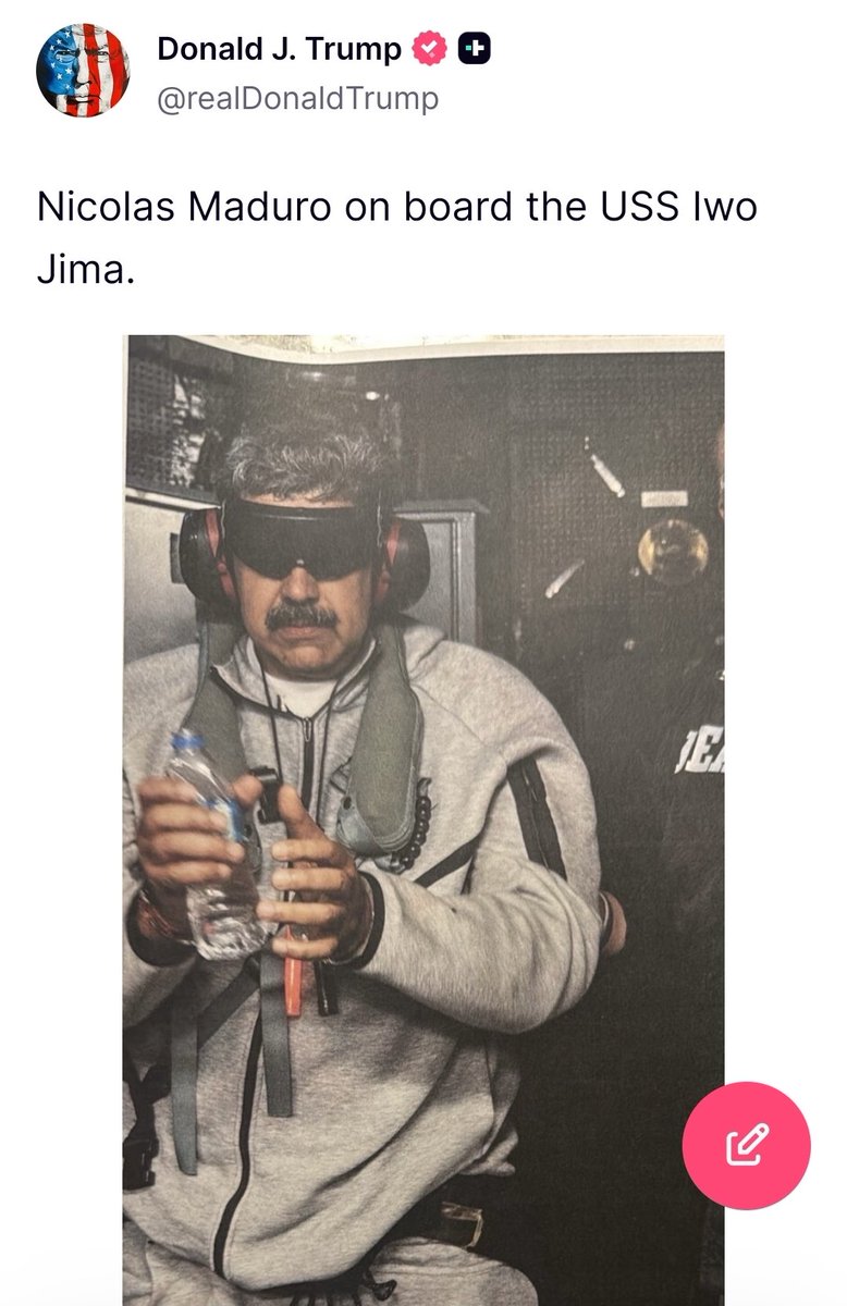 President Trump posted this photo on Truth Social, along with the caption: "Nicolas Maduro on board the USS Iwo Jima."