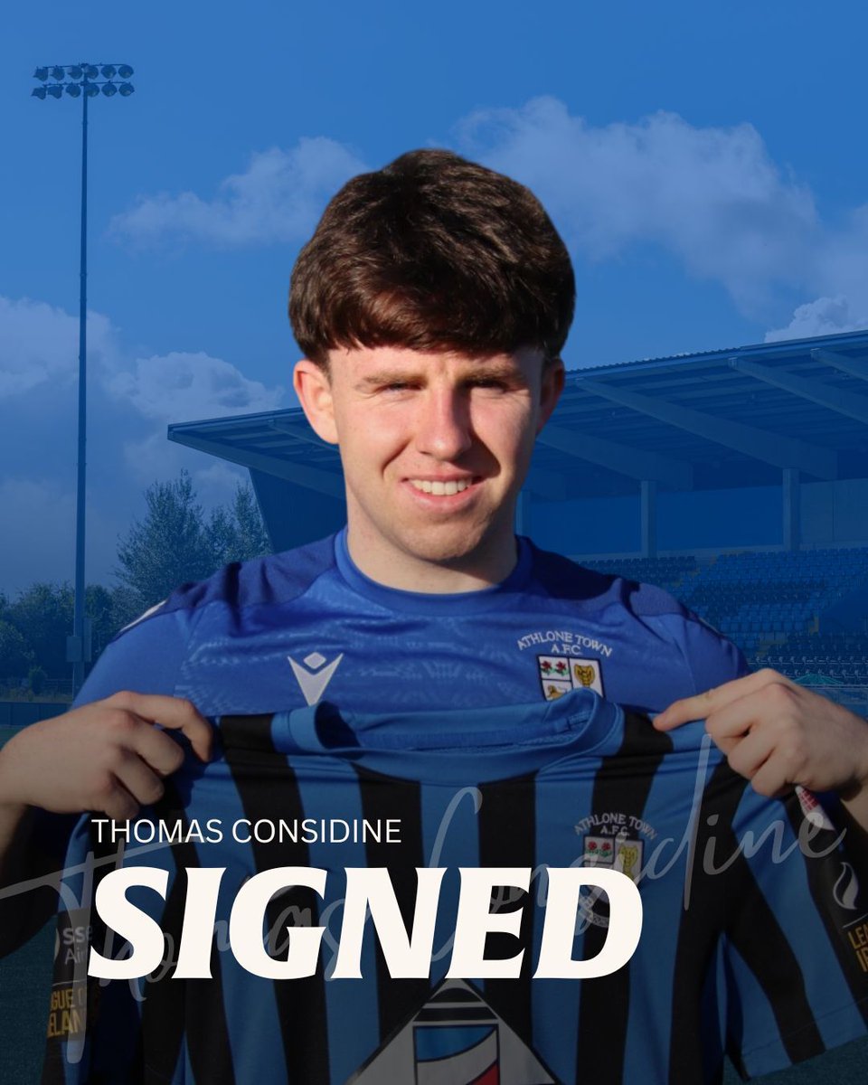 AthloneTownAFC's tweet image. We're delighted to announce defender Thomas Considine has joined the club ahead of the 2026 season.

Thomas hails from Kildare and previously played with Treaty United, Bray Wanderers and Wexford having come through to Bohemian Academy.

Welcome to the Midlands, Thomas!