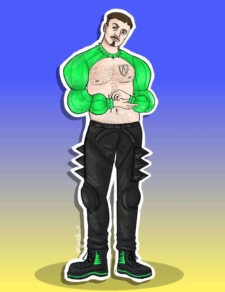 jaceli_x's tweet image. this post immediately made me want to draw him in his iconic green outfit💚#radzig